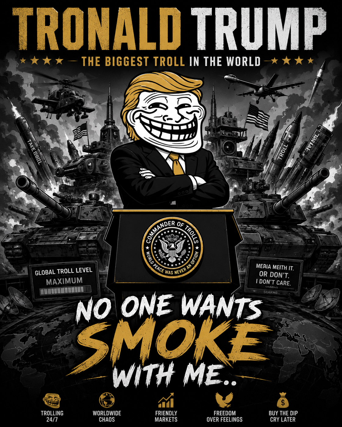 Tronald Trump — $TROLL meme coin official poster